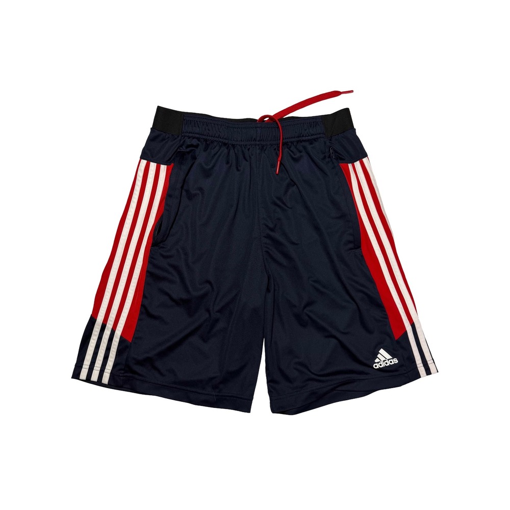 Adidas Blokecore Navy Blue Red 3 Stripe Knit Running Basketball Gym Shorts